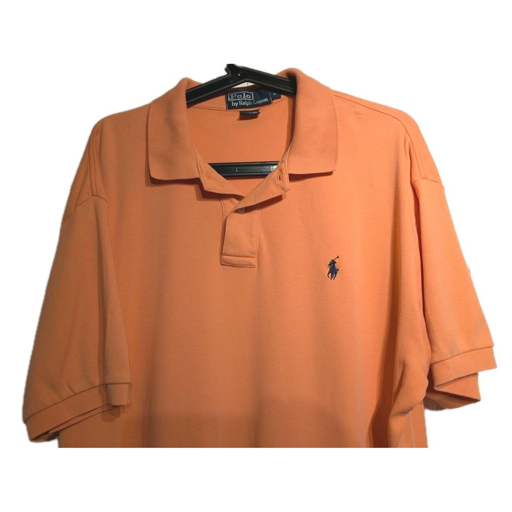 Vtg Polo Ralph Lauren Polo Shirt Mens L Peach Cotton Short Sleeve Pony Logo